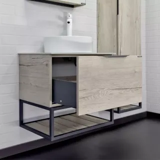 Тумба-умывальник Comforty Порто-60 дуб дымчатый с белой столешницей c раковиной Comforty 9111	00-00011397