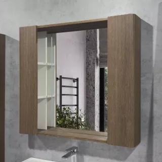 Зеркало-шкаф Comforty Ангара-90 дуб темно-коричневый с LED подсветкой и антизапотеванием