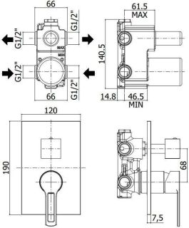 Смеситель для душа Paffoni Ringo RIN018BO/M (с внутренней частью)