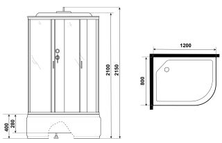 Душевая кабина Niagara NG-2310-14LG с гидромассажем 120x80см серебро/матовое