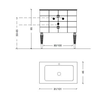 Тумба под раковину Armadi Art Vallessi Avangarde Piazza 100см чёрный/хром 841-100-BCR