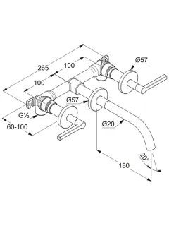 Смеситель для раковины Kludi Nova Fonte Puristic 20144N015 брашированное золото