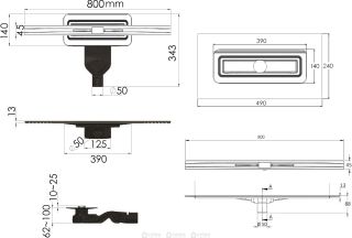 Душевой лоток Berges Wasserhaus Simpel 090112 80 Матовый хром