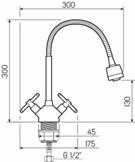 Смеситель для кухни РМС SUS124-279F нержавеющая сталь