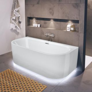 Акриловая ванна Riho Desire Back2Wall Glossy Sparkle System LED B089004005 180x84см с аэромассажем и подсветкой белый