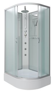 Душевая кабина Niagara NG-33084-14LBKTG с гидромассажем 100x80см серебро/матовое