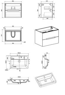 Подвесная тумба с раковиной Parly Spa River60 лилейно-белый
