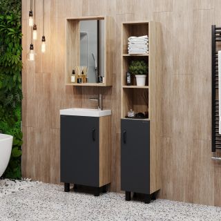 Напольная тумба под раковину Onika Тимбер 104509 45см серый матовый/дуб сонома