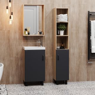 Напольная тумба под раковину Onika Тимбер 104509 45см серый матовый/дуб сонома