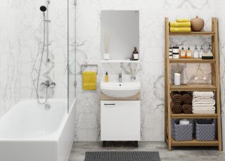 Напольная тумба под раковину Onika Эко Black 105208 52см белый/дуб сонома