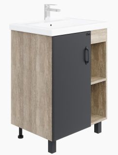 Напольная тумба под раковину Onika Тимбер 106116 60см серый матовый/дуб сонома