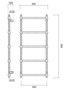 Полотенцесушитель водяной Domoterm Винтаж П5 500x950 АБР античная бронза