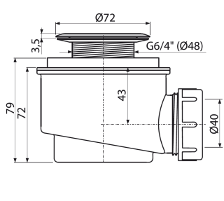 Сифон для душевого поддона AlcaPlast с нержавеющей решеткой A46-50