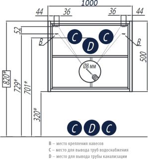 Тумба под раковину Акватон Брук открытая 100см дуб Феррара 1A201601BCDF0