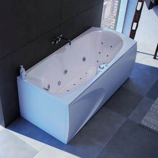 Акриловая ванна Aquatek Европа EVR180-0000041 180х80 см с фронтальным экраном вклеенный цельносварной металлический каркас