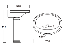 Раковина CeramaLux 4286 белая хром 75 см