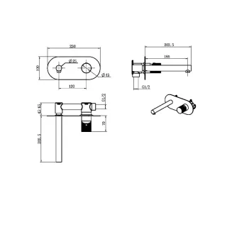 Встраиваемый смеситель для раковины Boheme Stick Touch 125-GM.2 оружейная сталь