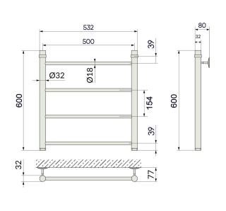 Полотенцесушитель водяной Indigo Line LLW60-50GDK3 60x50 см золото