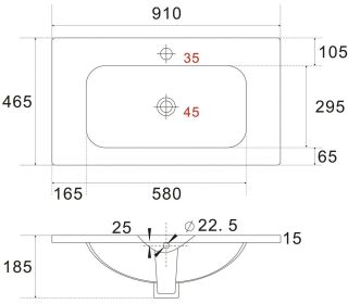 Раковина керамическая Art&Max 90см AM7110-90
