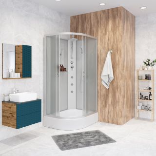 Душевая кабина Niagara NG-33184-14RBKTG с гидромассажем 110x80см серебро/матовое