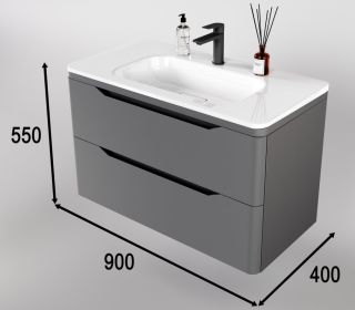 Тумба под раковину Style Line Марелла 90 Люкс Plus СС-00002415 серый матовый