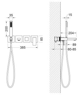 Смеситель встраиваемый для ванны с душем Timo Selene 2014/03YSM чёрный