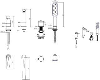 Смеситель на борт ванны Boheme Venturo чёрный/золото 380-B