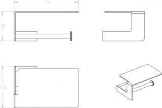 Держатель для туалетной бумаги Boheme Q с полкой чёрный 10941-B