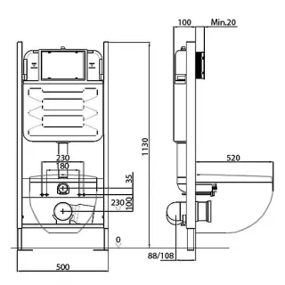 Инсталляция Jacob Delafon EDE103-00 с безободковым унитазом Struktura сиденье с микролифтом клавиша смыва белая глянцевая
