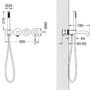 Встраиваемый смеситель для ванны Timo Saona 2314/13YSM никель матовый