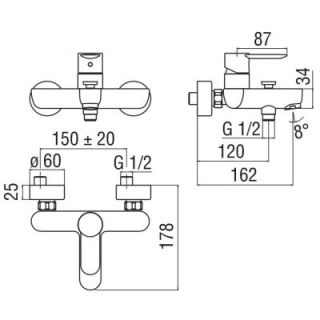 Смесители Nobili Sand SA99110/1CR для ванны с душем