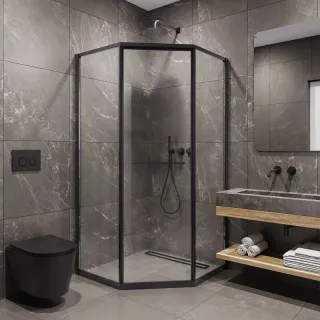 Душевой уголок Timo T35L 100x100 см левый чёрный
