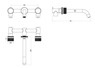 Встраиваемый смеситель для раковины Boheme Stick Linea 152-2-G.3 золото