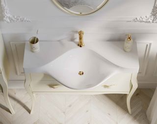 Напольная тумба под раковину Clarberg Borgia BOR0111BG 115см слоновая кость/патина золото