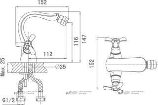 Смеситель для биде DQ Hessen Documenta хром DA1212201