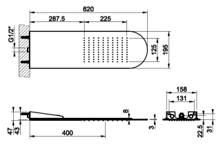 Верхний душ Gessi Tre Millimetri 33051.706 20 см чёрный