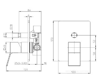 Встраиваемый смеситель для ванны и душа Bossini Aki Z00740.094 брашированный ниикель