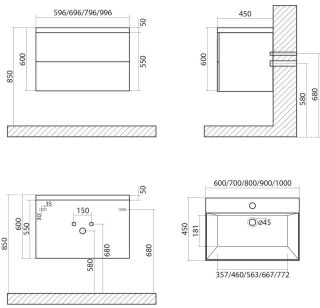 Подвесная тумба под раковину Art&Max Verona Push 60см дуб кельтик AM-Verona-Push-600-2C-SO-RK