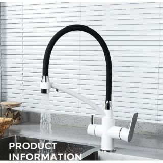 Смеситель для кухни Gappo G4348 с подключением к фильтру белый/хром