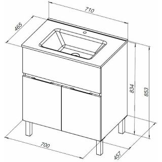 Тумба под раковину Aquanet Алвита New 303899 70 см серый