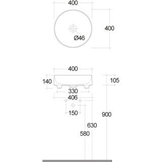 Раковина Kludi Resa R 58CW1053 40 см белый матовый