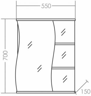 Зеркальный шкаф СанТа Волна 101009 55см левый белый