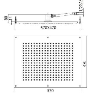 Верхний душ Bossini Dream Rectangular Flat H38391.073 57 см чёрный матовый