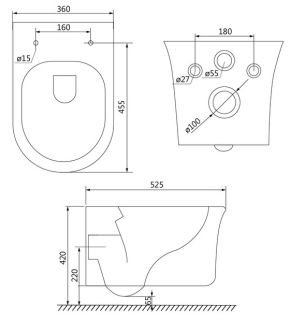 Подвесной унитаз IDDIS Sena SENRDSEi25 безободковый белый
