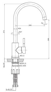 Смеситель для кухни Raiber Graceful RPG-012 золото матовое
