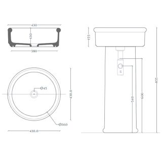 Раковина ArtCeram Brera BRL001 17 00 черная 43 см