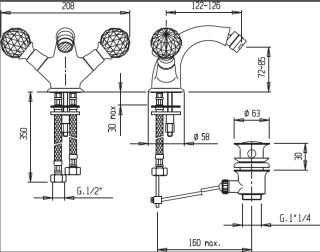 Смеситель для биде, бронза Cezares ATLANTIS-BS1-02-Sw/M