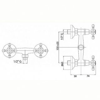 Смеситель для душа, хром Cezares GOLF-DS-01