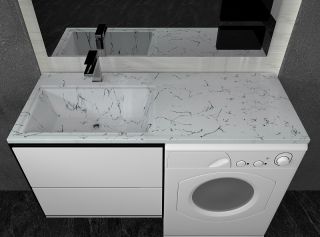 Раковина над стиральной машиной Stella Polar Мадлен 120см левая белый мрамор SP-00001071