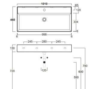 Раковина SIMAS AGILE AG101 bi*1  белая 101 см